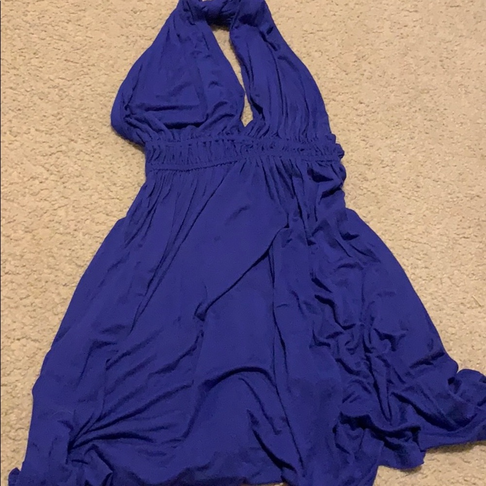 F21 blue halter dress